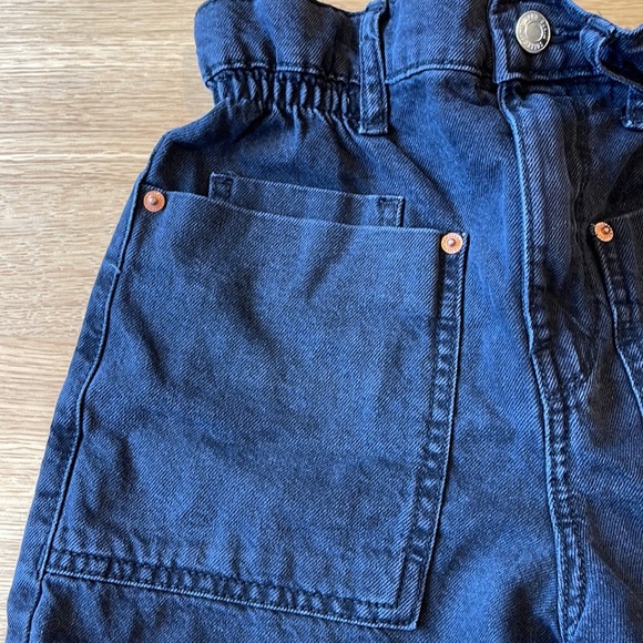 Zara Girls Black Denim Paperbag Waist Shorts 13-14 164cm - Picture 6 of 6